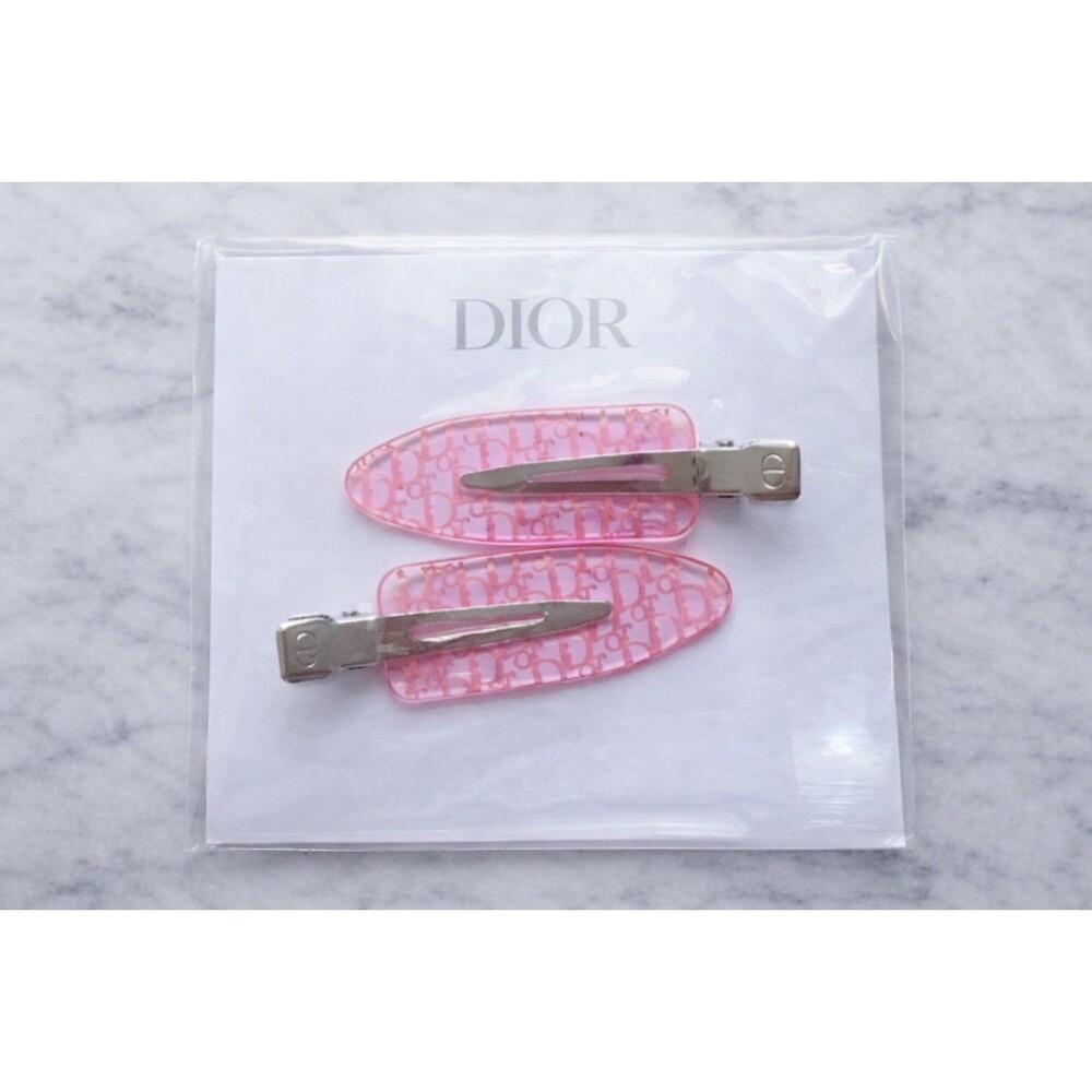 Dior Beauty Pink Hair Clips Set Logo Barrettes NEW